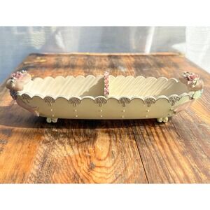 Heather Hykes CatNip‎ Floral Ceramic Candy Dish Rosebud Accents Home Decor